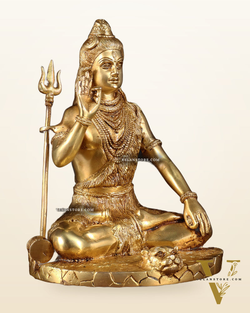 Brass Handcrafted Lord Shiva Statue | 10" abhaya mudra