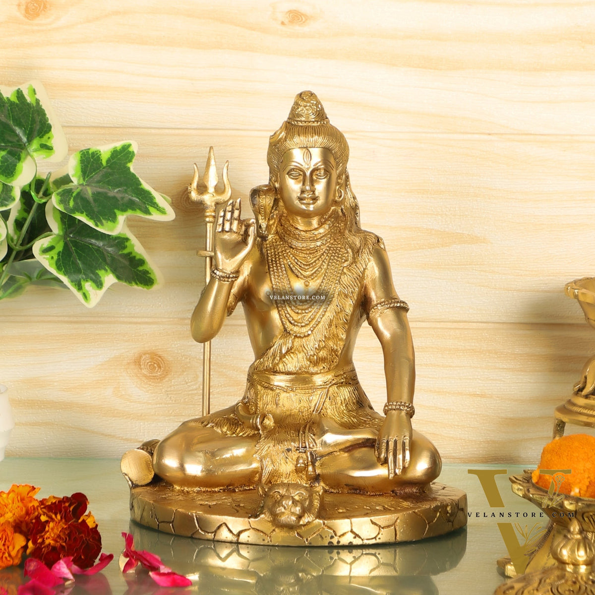 Brass Handcrafted Lord Shiva Statue | Finely Crafted with Sharp Detailing | 9.5" Height"