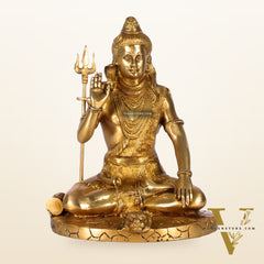 Brass Handcrafted Lord Shiva Statue | Finely Crafted with Sharp Detailing | 9.5" Height"