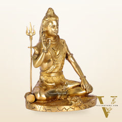 Brass Handcrafted Lord Shiva Statue | Finely Crafted with Sharp Detailing | 9.5" Height"