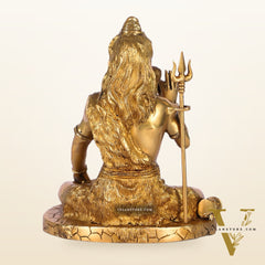 Brass Handcrafted Lord Shiva Statue | Finely Crafted with Sharp Detailing | 9.5" Height"
