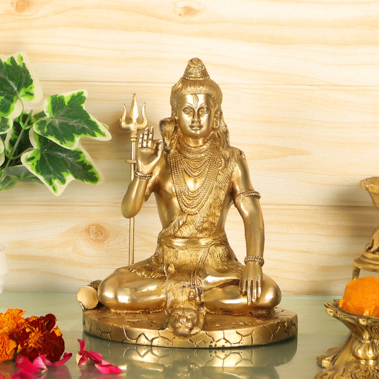 Brass Handcrafted Lord Shiva Statue | Finely Crafted with Sharp Detailing | 9.5" Height"