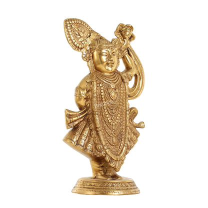 Brass Handcrafted Lord Shrinath Ji Statue | From Nathdwara | Height 13 Inch