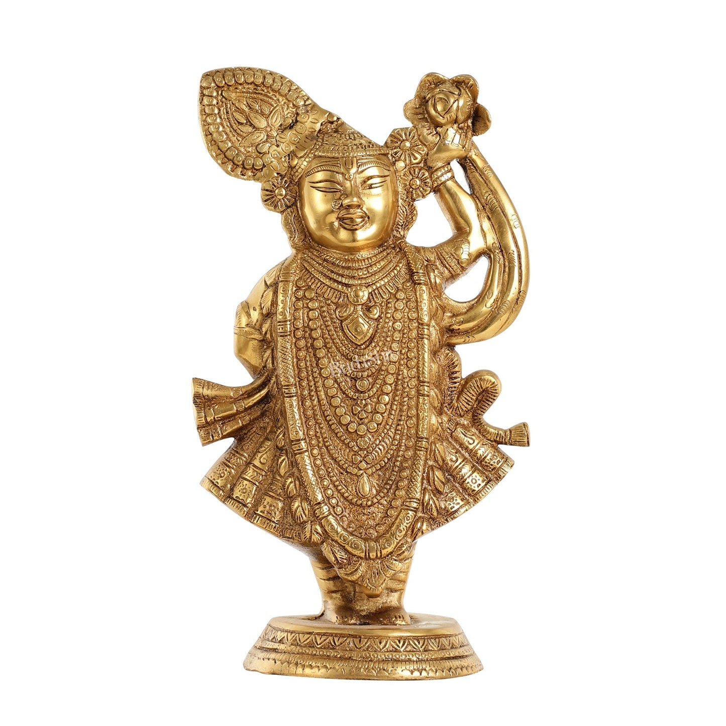 Brass Handcrafted Lord Shrinath Ji Statue | From Nathdwara | Height 13 Inch