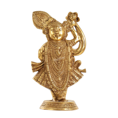 Brass Handcrafted Lord Shrinath Ji Statue | From Nathdwara | Height 13 Inch