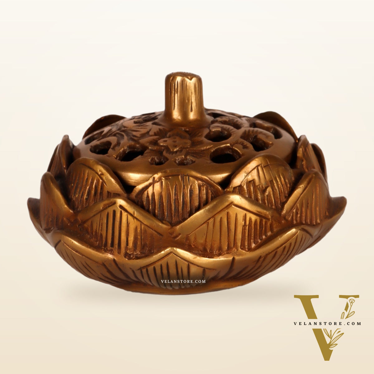 Brass Handcrafted Lotus Design Dhoop Burner | Incense Burner for Home Purification