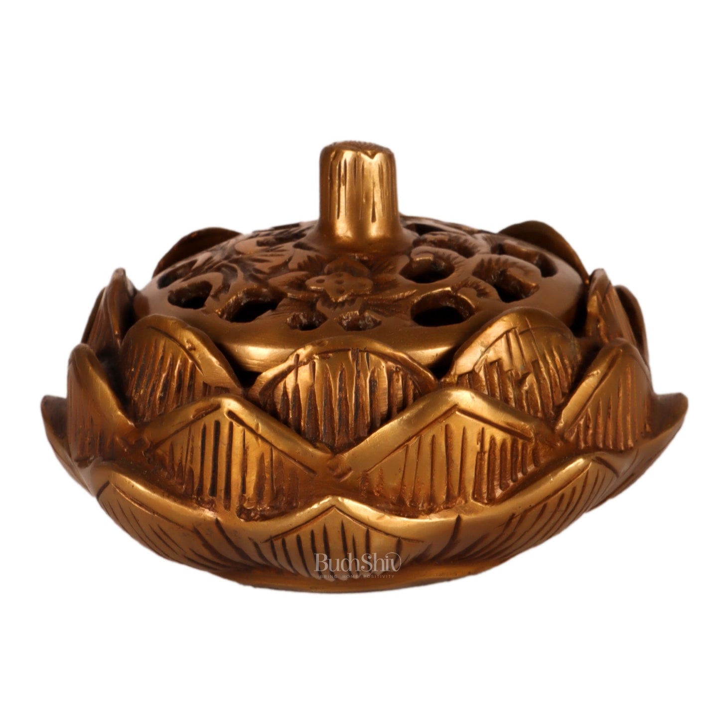 Brass Handcrafted Lotus Design Dhoop Burner | Incense Burner for Home Purification