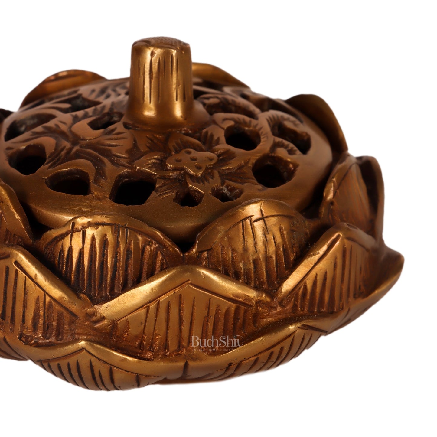 Brass Handcrafted Lotus Design Dhoop Burner | Incense Burner for Home Purification