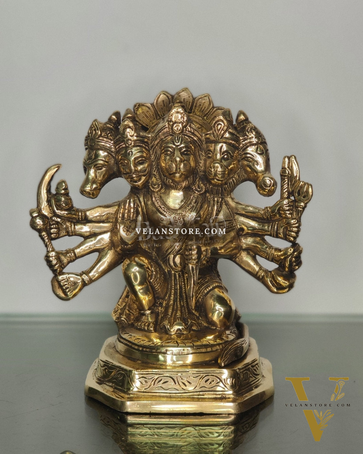 Brass Handcrafted Panchmukhi Hanuman Statue | 7" Height