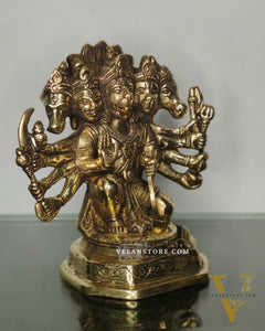 Brass Handcrafted Panchmukhi Hanuman Statue | 7" Height