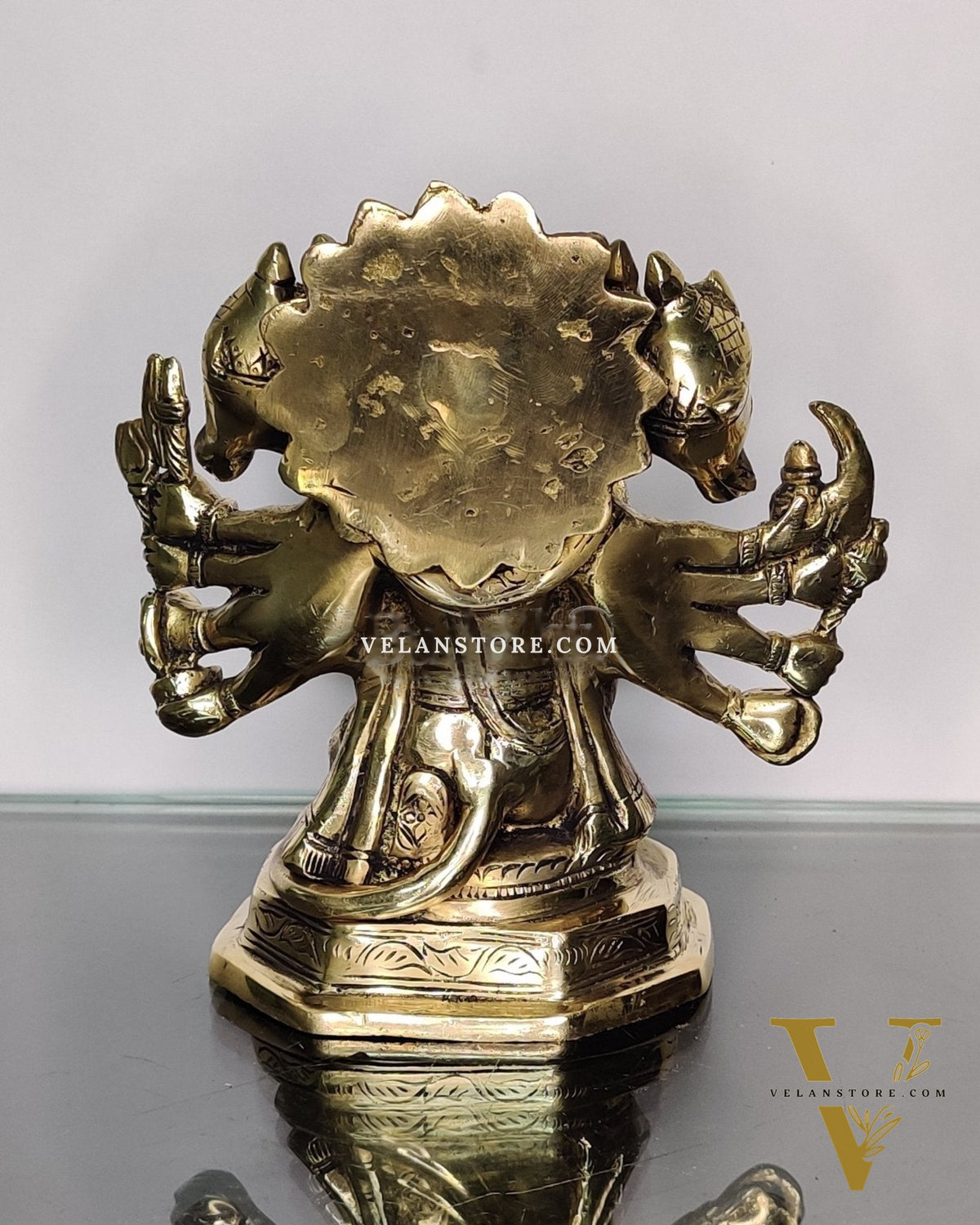 Brass Handcrafted Panchmukhi Hanuman Statue | 7" Height