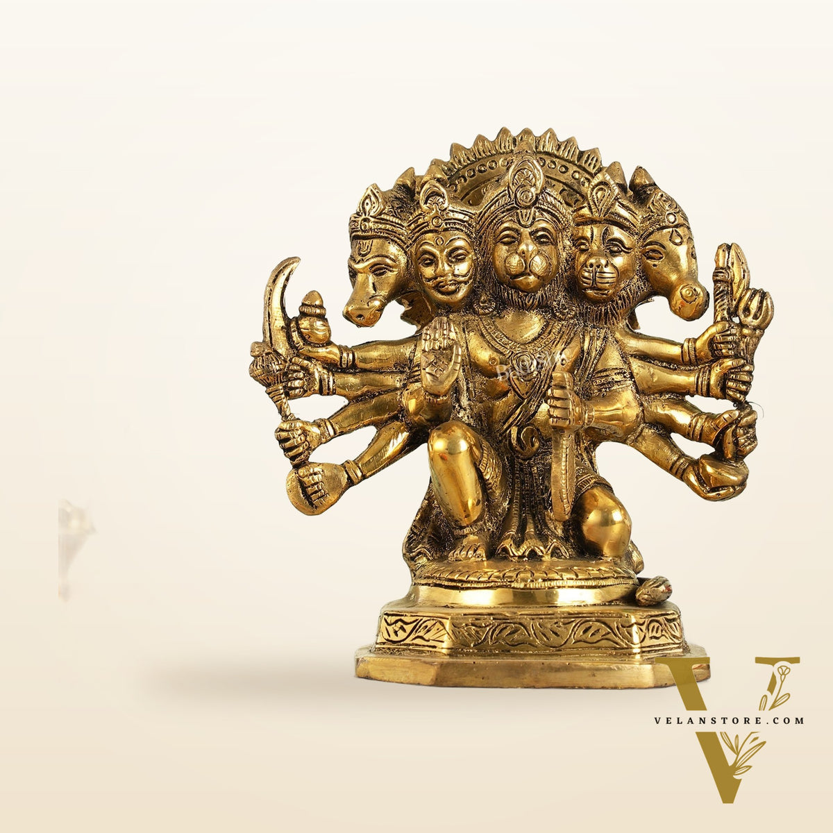 Brass Handcrafted Panchmukhi Hanuman Statue | 7" Height
