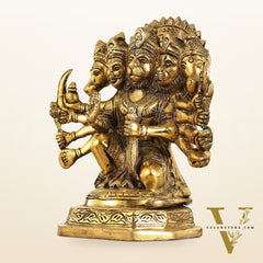 Brass Handcrafted Panchmukhi Hanuman Statue | 7" Height
