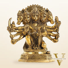Brass Handcrafted Panchmukhi Hanuman Statue | 7" Height
