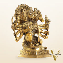 Brass Handcrafted Panchmukhi Hanuman Statue | 7" Height