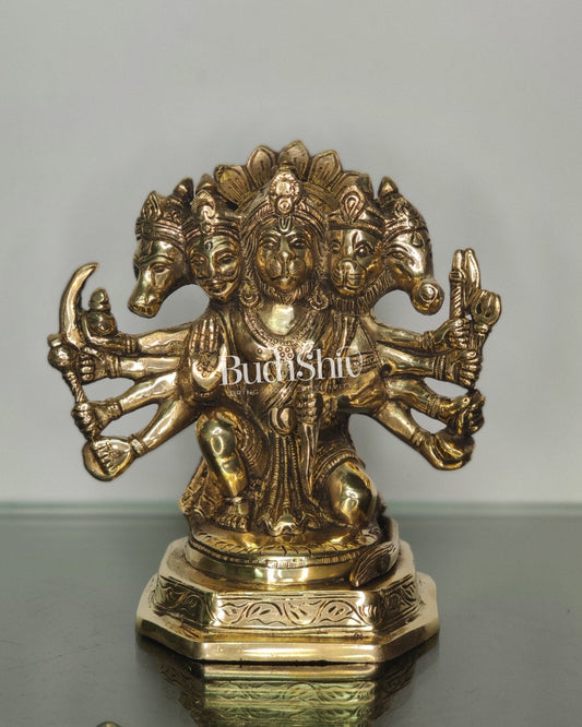 Brass Handcrafted Panchmukhi Hanuman Statue | 7" Height