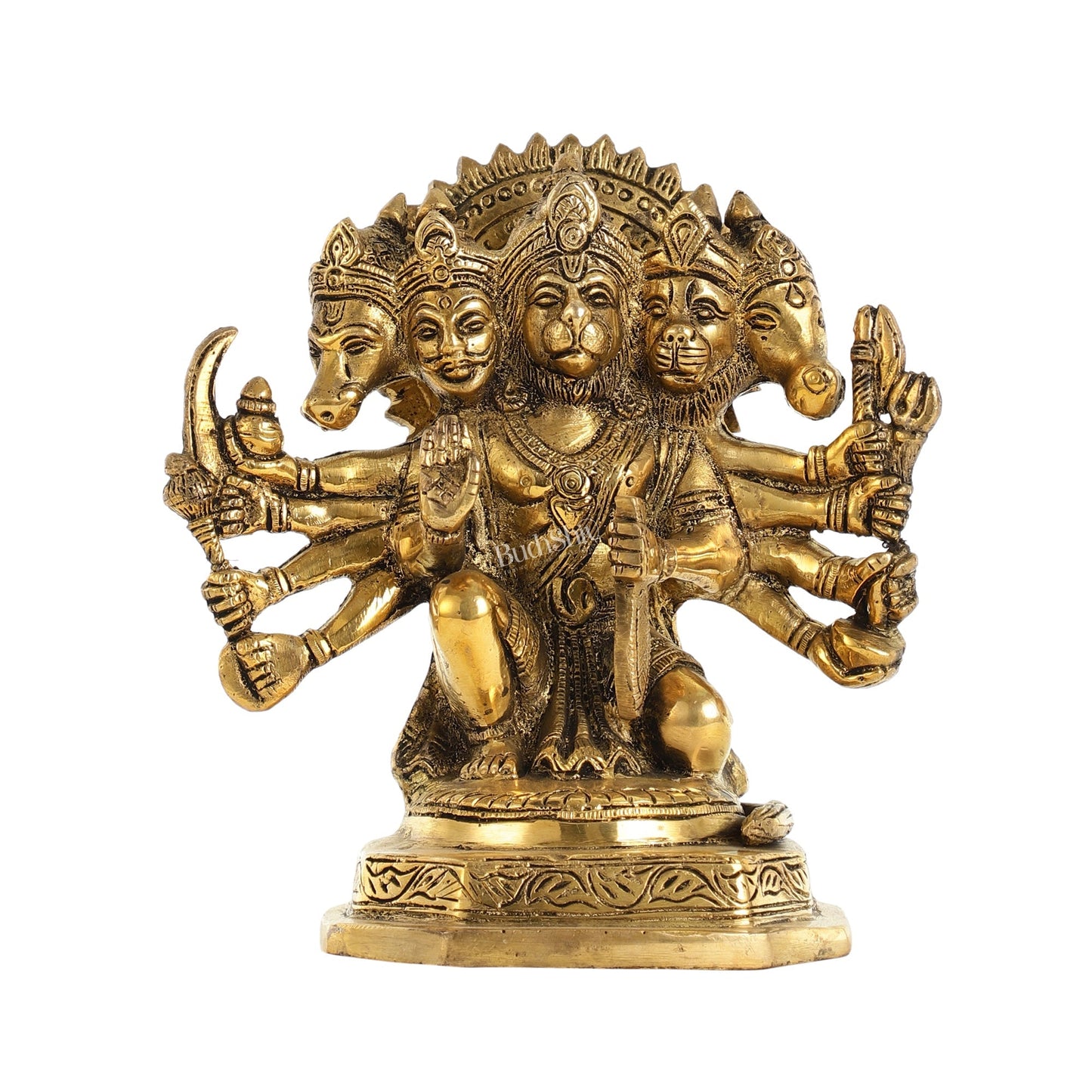 Brass Handcrafted Panchmukhi Hanuman Statue | 7" Height