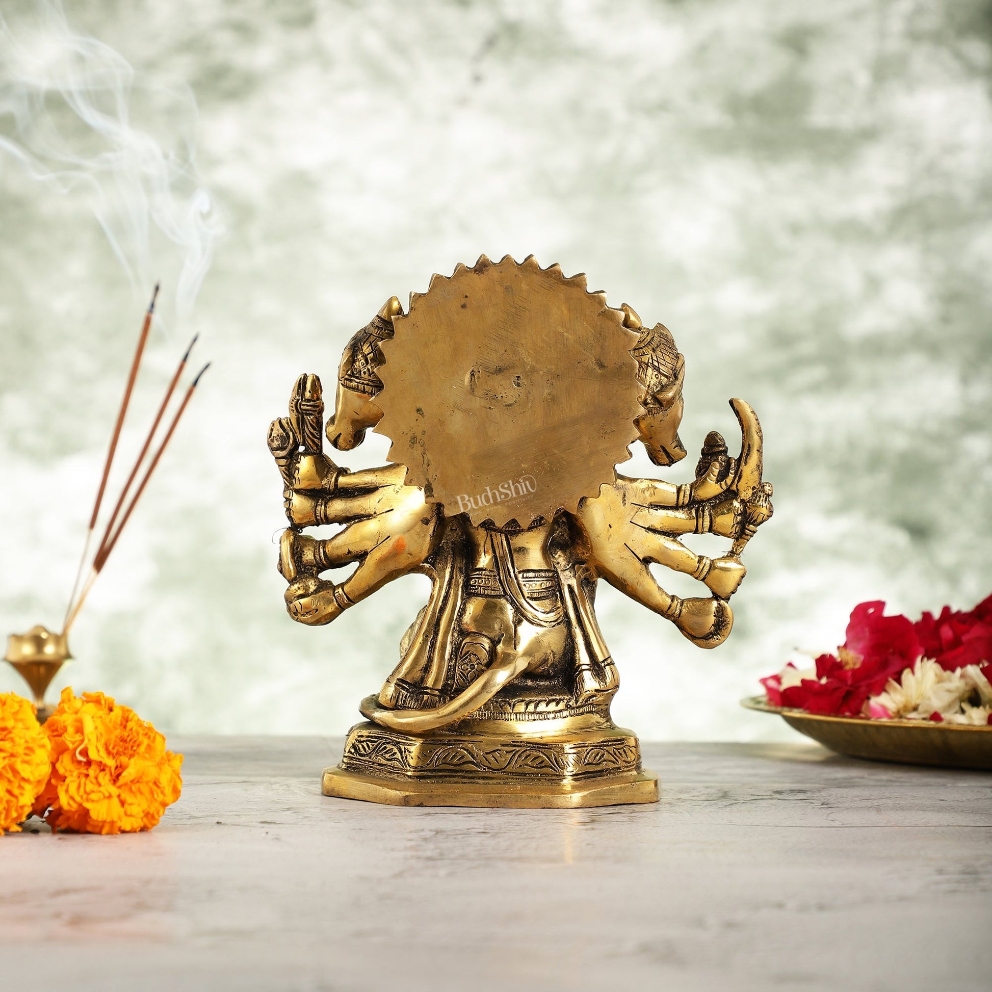Brass Handcrafted Panchmukhi Hanuman Statue | 7" Height