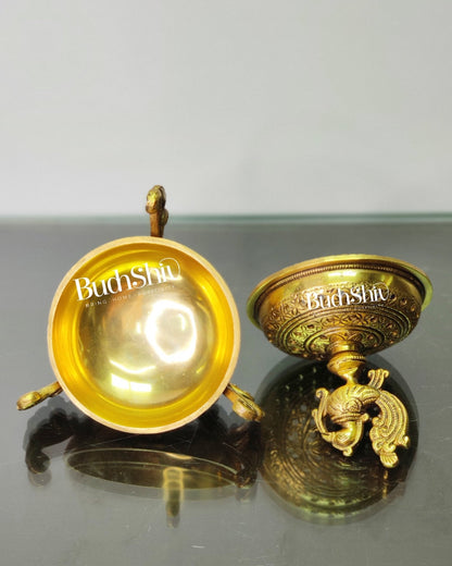 Brass Handcrafted Peacock Dhoop Dhani | Loban and Dhoop Burner 7 inch