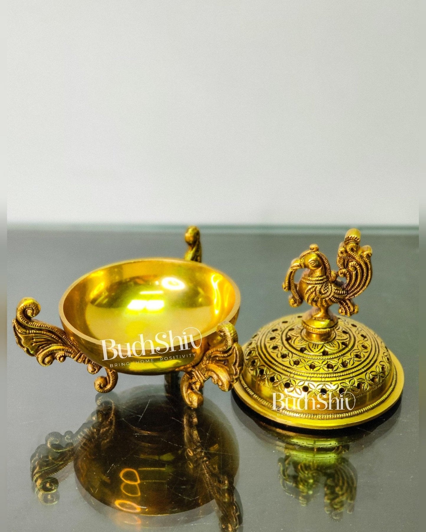 Brass Handcrafted Peacock Dhoop Dhani | Loban and Dhoop Burner 7 inch