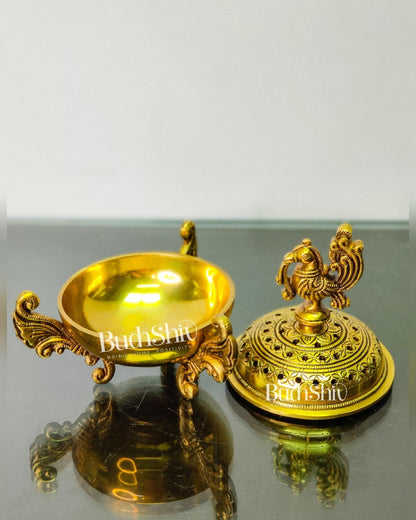 Brass Handcrafted Peacock Dhoop Dhani | Loban and Dhoop Burner 7 inch