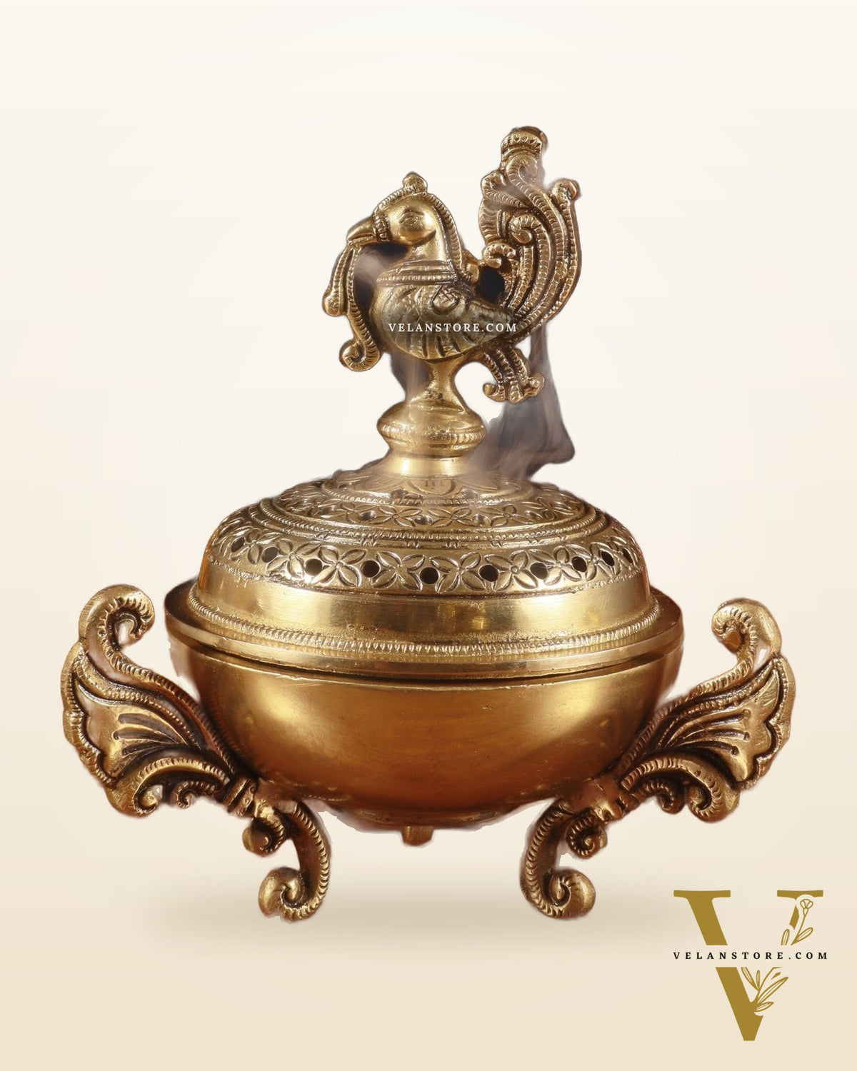 Brass Handcrafted Peacock Dhoop Dhani | Loban and Dhoop Burner 7 inch