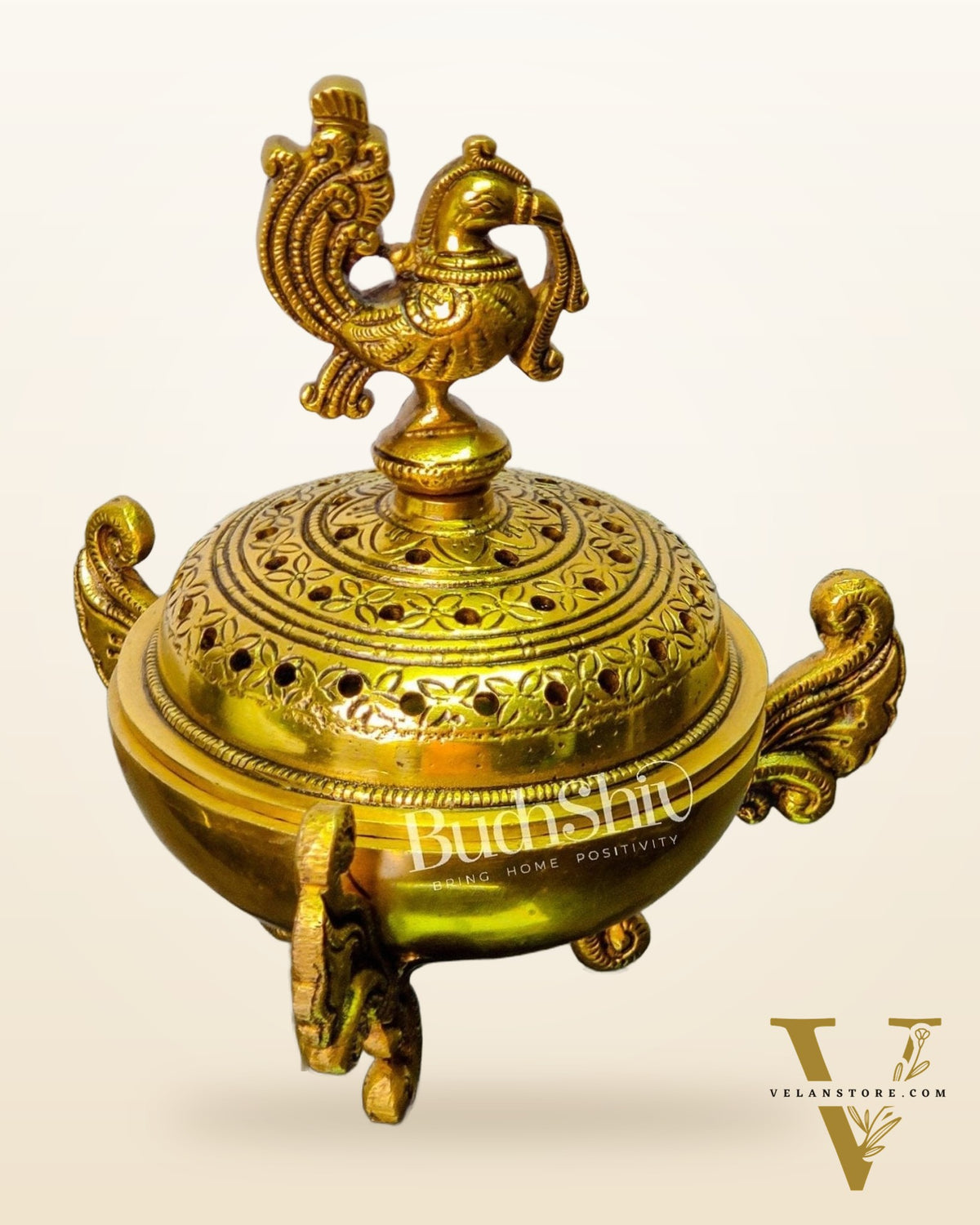 Brass Handcrafted Peacock Dhoop Dhani | Loban and Dhoop Burner 7 inch
