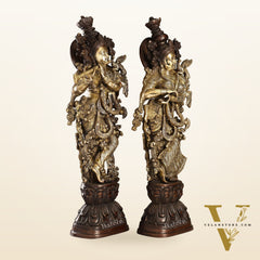 Brass Handcrafted Radha Krishna idol pair 30 inch