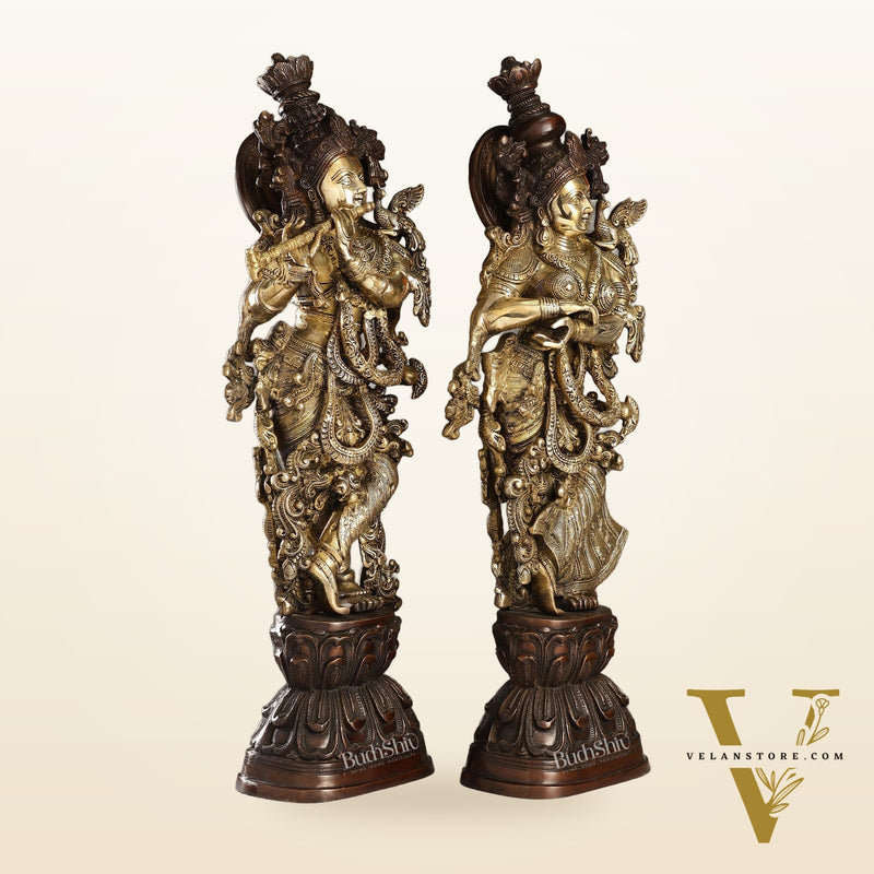 Brass Handcrafted Radha Krishna idol pair 30 inch