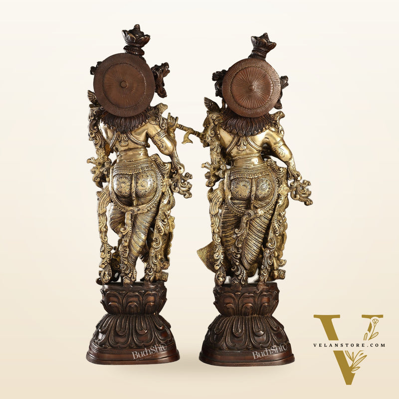 Brass Handcrafted Radha Krishna idol pair 30 inch