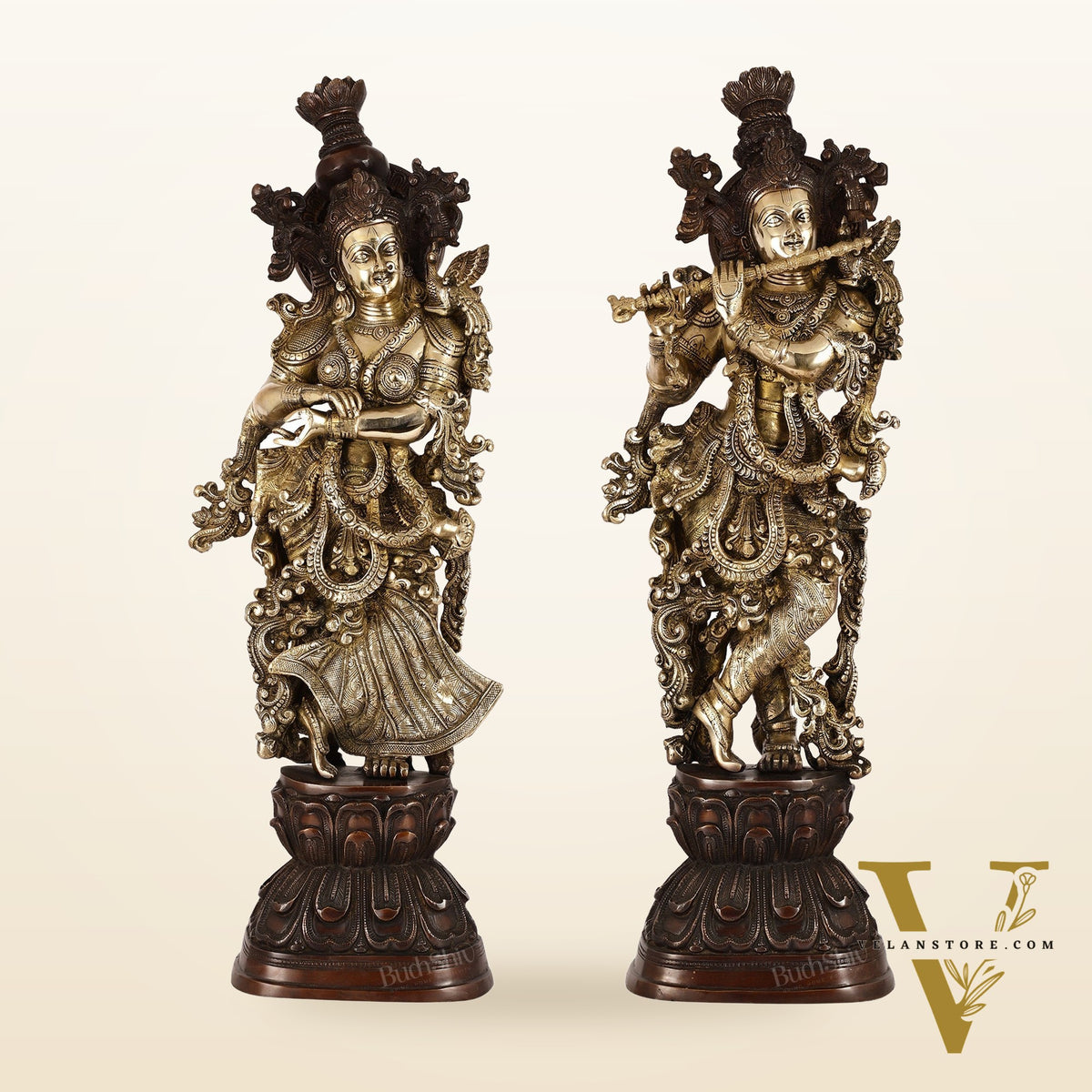 Brass Handcrafted Radha Krishna idol pair 30 inch