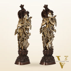 Brass Handcrafted Radha Krishna idol pair 30 inch