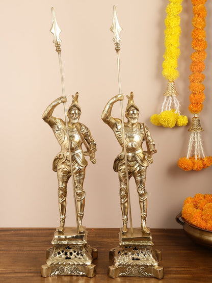 Brass Handcrafted Roman Soldier Showpiece Statue - 30 Inch