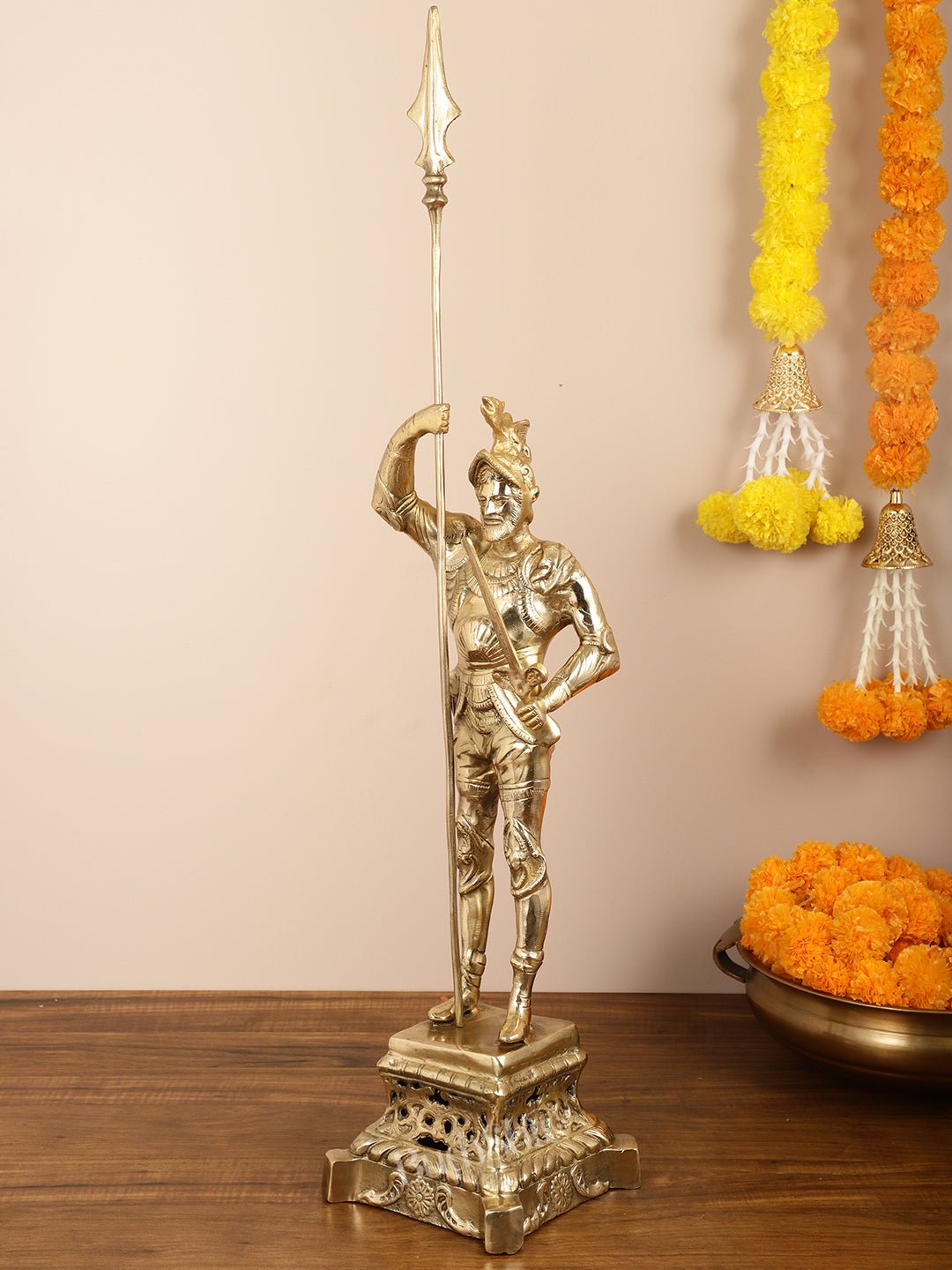 Brass Handcrafted Roman Soldier Showpiece Statue - 30 Inch