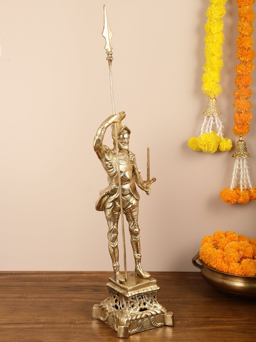 Brass Handcrafted Roman Soldier Showpiece Statue - 30 Inch