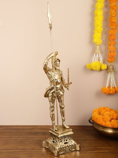 Brass Handcrafted Roman Soldier Showpiece Statue - 30 Inch