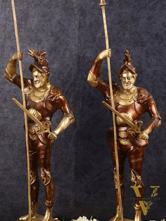 Brass Handcrafted Roman Soldier Showpiece Statues pair - 30 Inch antique finish