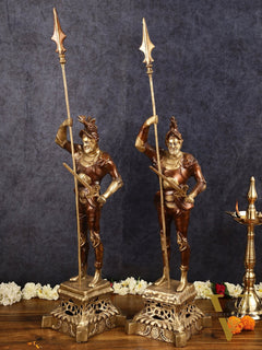 Brass Handcrafted Roman Soldier Showpiece Statues pair - 30 Inch antique finish