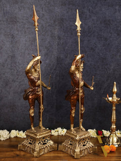 Brass Handcrafted Roman Soldier Showpiece Statues pair - 30 Inch antique finish