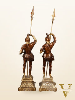 Brass Handcrafted Roman Soldier Showpiece Statues pair - 30 Inch antique finish