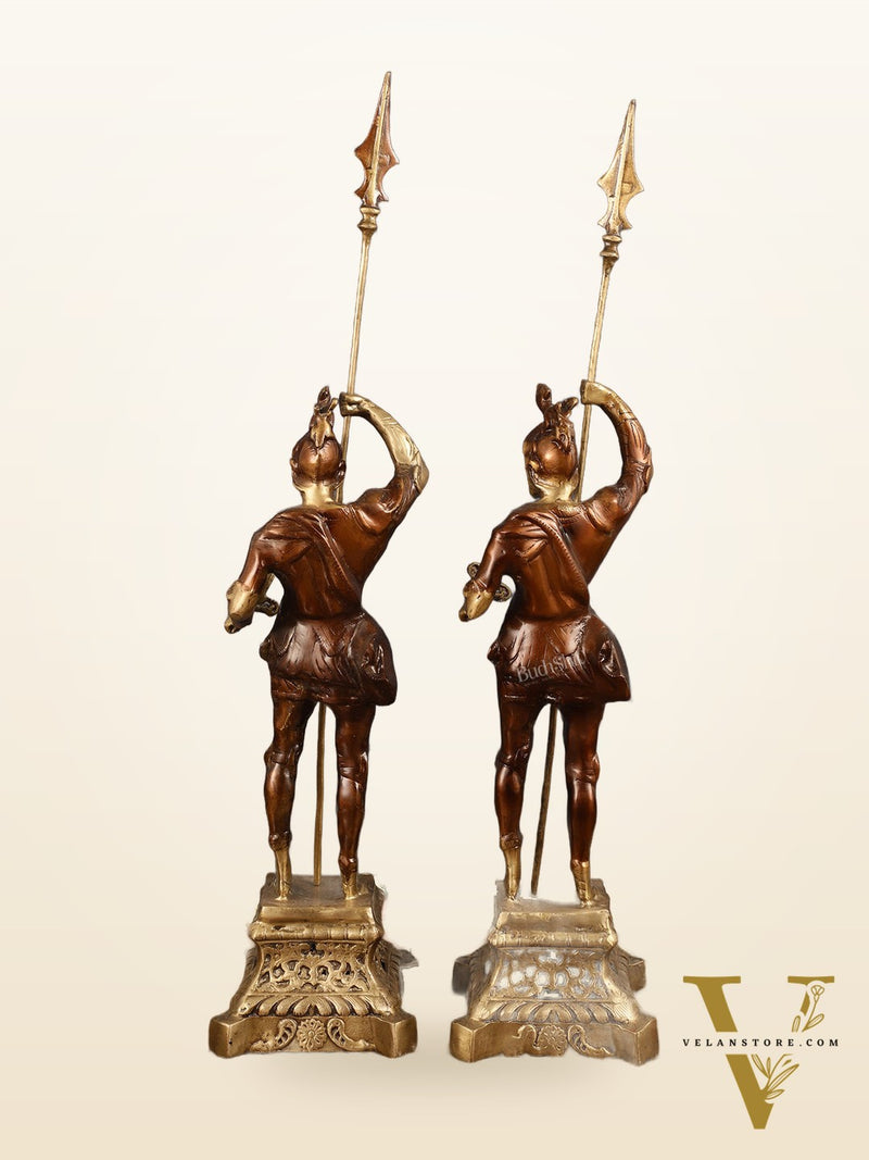 Brass Handcrafted Roman Soldier Showpiece Statues pair - 30 Inch antique finish