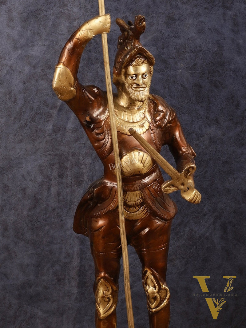 Brass Handcrafted Roman Soldier Showpiece Statues pair - 30 Inch antique finish