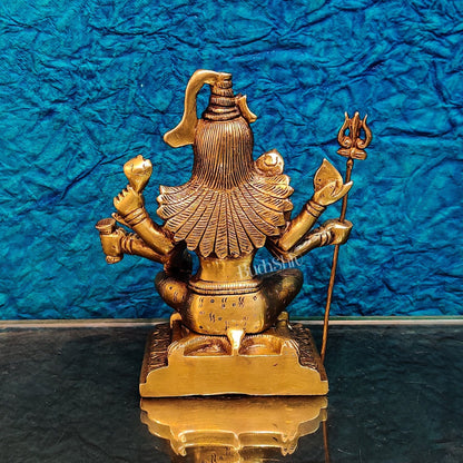 Brass Handcrafted Shiva Statue | Six-Armed Aashirwaad Mudra | 6.5" Height