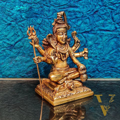 Brass Handcrafted Shiva Statue | Six-Armed Aashirwaad Mudra | 6.5" Height