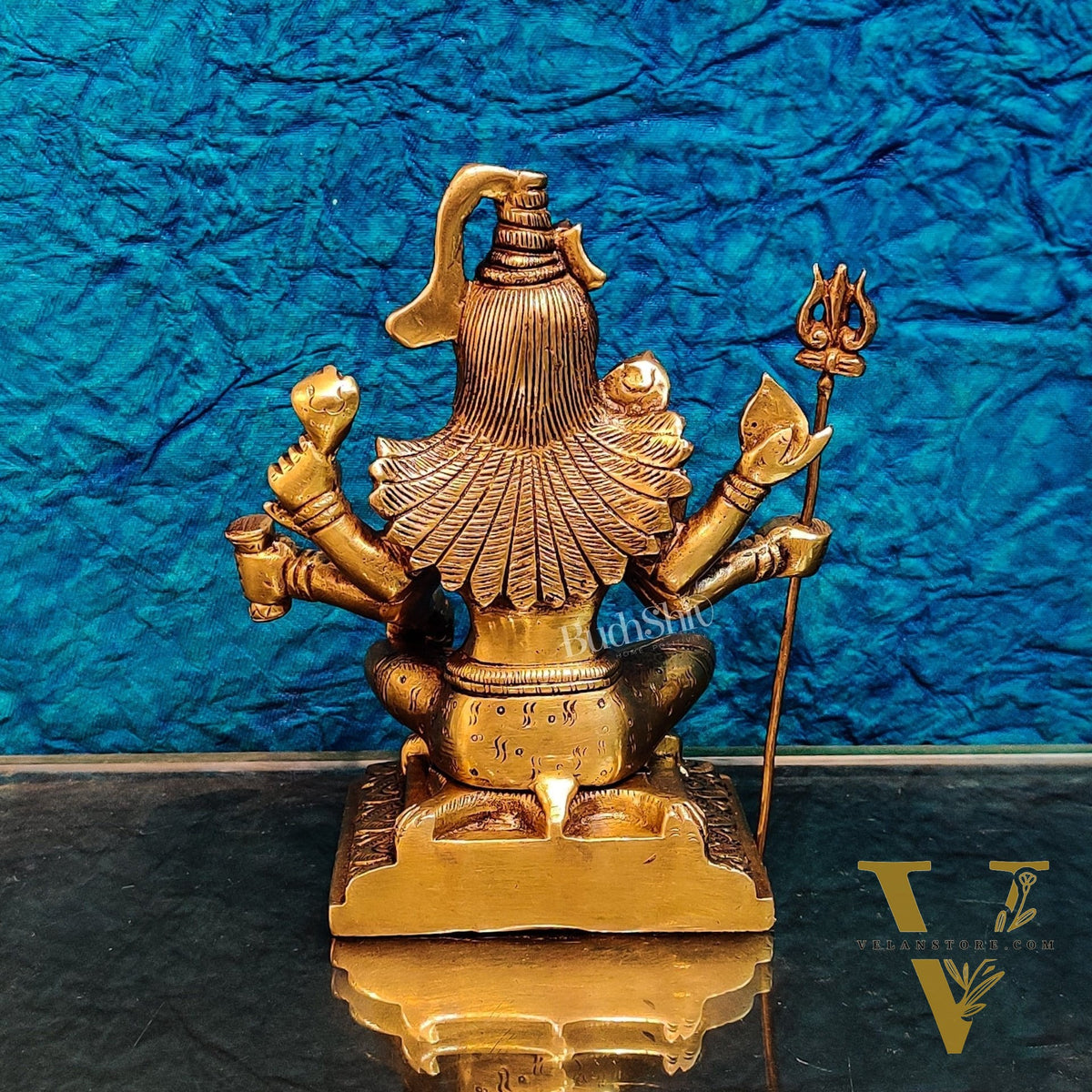 Brass Handcrafted Shiva Statue | Six-Armed Aashirwaad Mudra | 6.5" Height