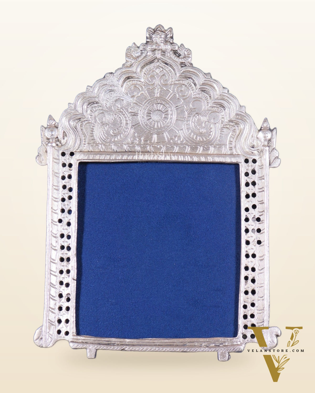 Brass Handcrafted silver plated Prabhavali 11" x 8.5"