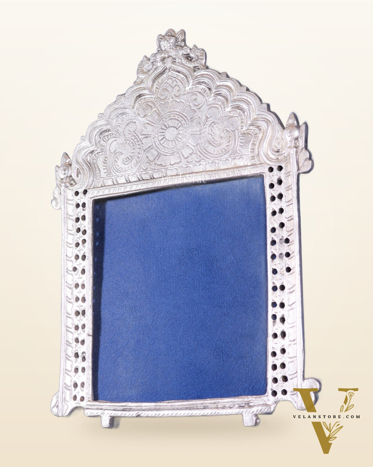 Brass Handcrafted silver plated Prabhavali 11" x 8.5"