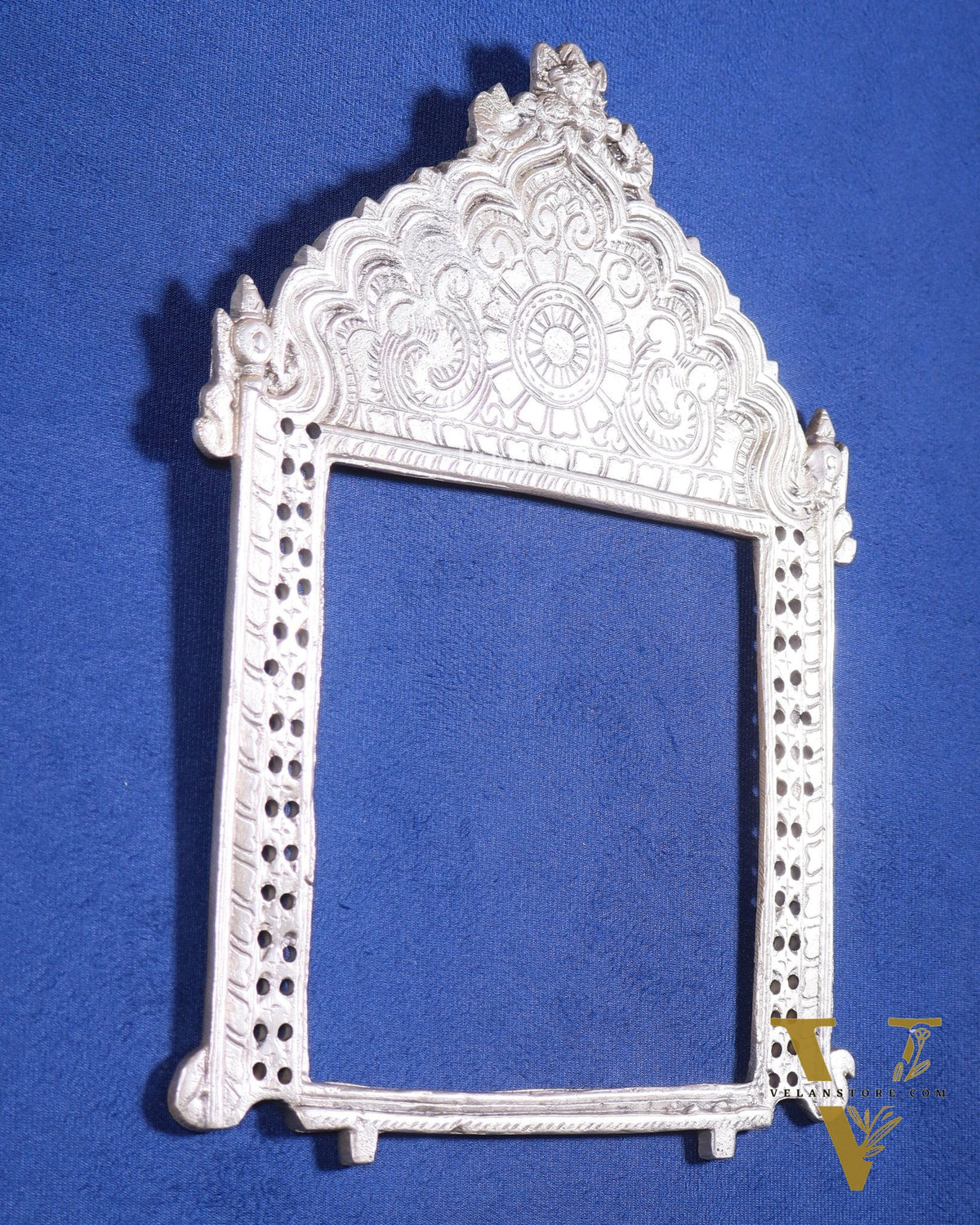 Brass Handcrafted silver plated Prabhavali 11" x 8.5"
