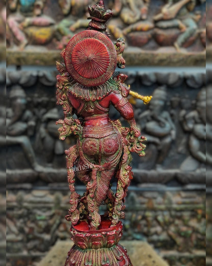 Brass Handcrafted Statue of Lord Krishna - on Pedestal | 30"