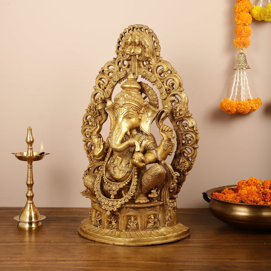 Brass Handcrafted Superfine Lord Ganesha Statue - 26 inch